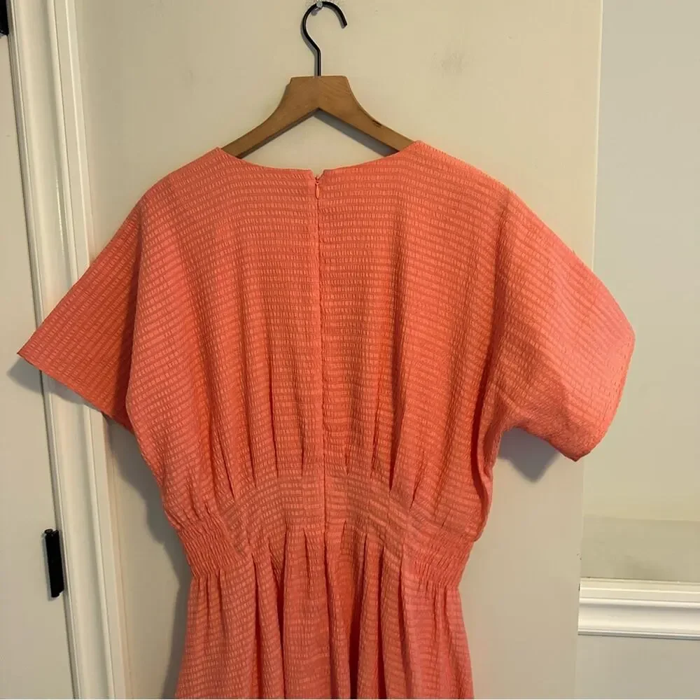Club Monaco Pink Seersucker Short Sleeve Maxi Dress 12 - Picture 9 of 14